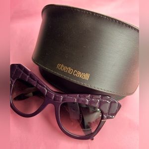 Roberto cavalli purple alligator oversized sunglasses cateye New with case retro